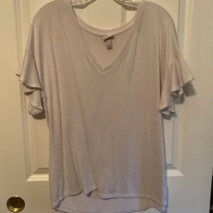 White ruffle sleeve top